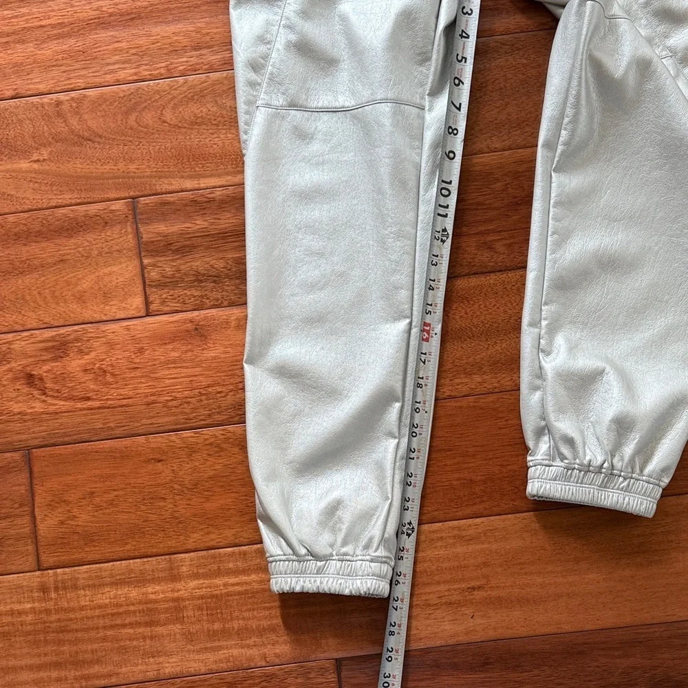 Melissa Nepton Metallic Faux Leather Silver Tristan Jogger pants SMALL